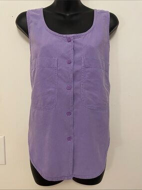 Vintage Lavender Button-Front Sleeveless Top